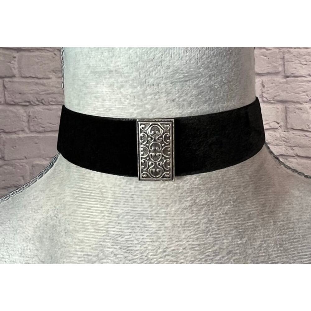 Handmade Victorian Black Velvet Choker with Upcycled Silver Filigree Pendant